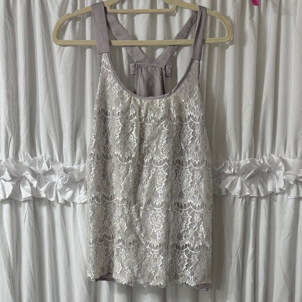 Elegant Lace Women’s Top in Gray and White